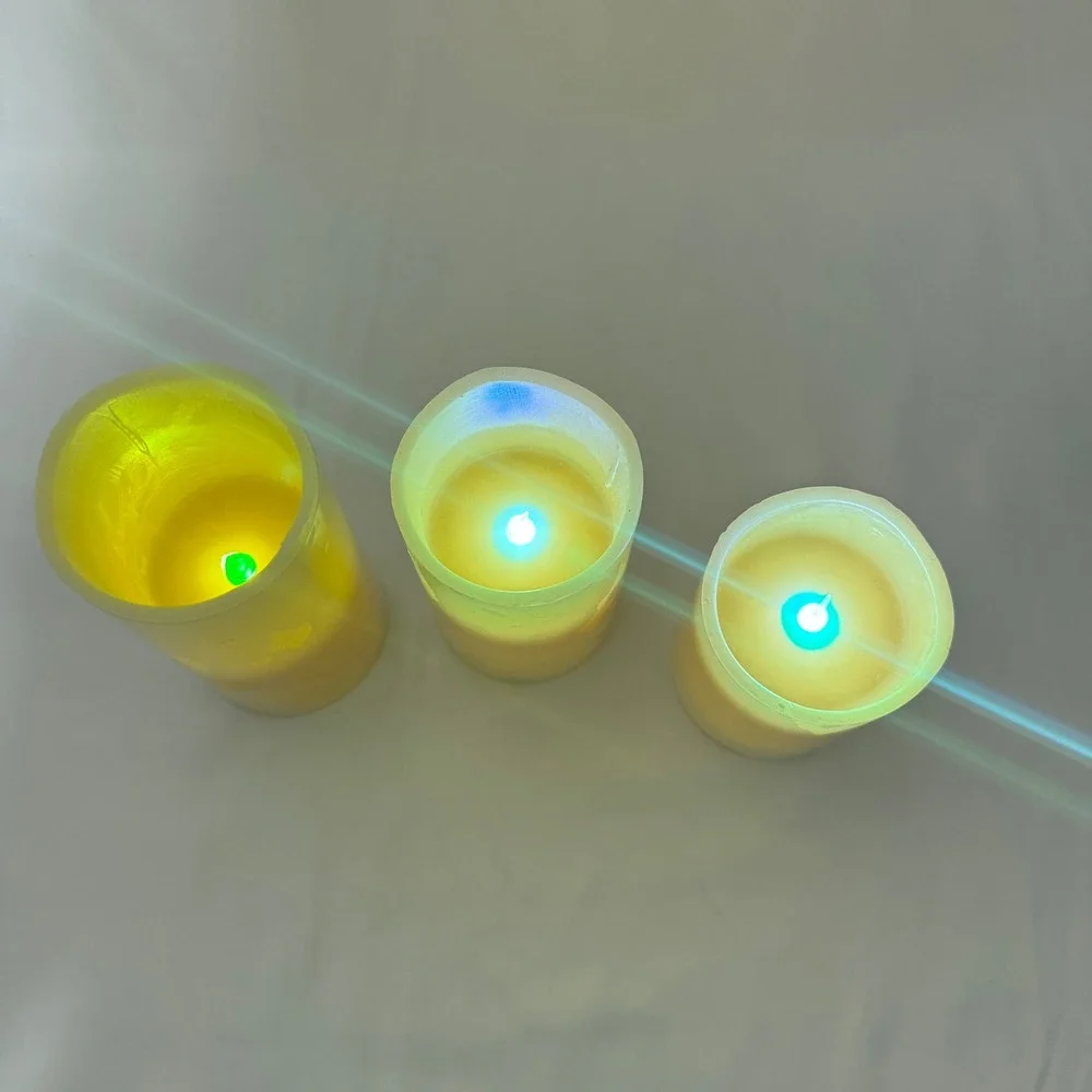 Glow Candles LED Pillar Candles Cream Color Changing Remote Set of 3